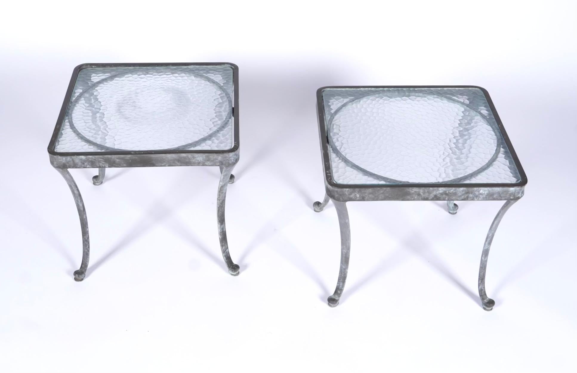 Pair Brown Jordan Aluminum Classic ll side tables circa 1970s In Good Condition In Oakland, CA