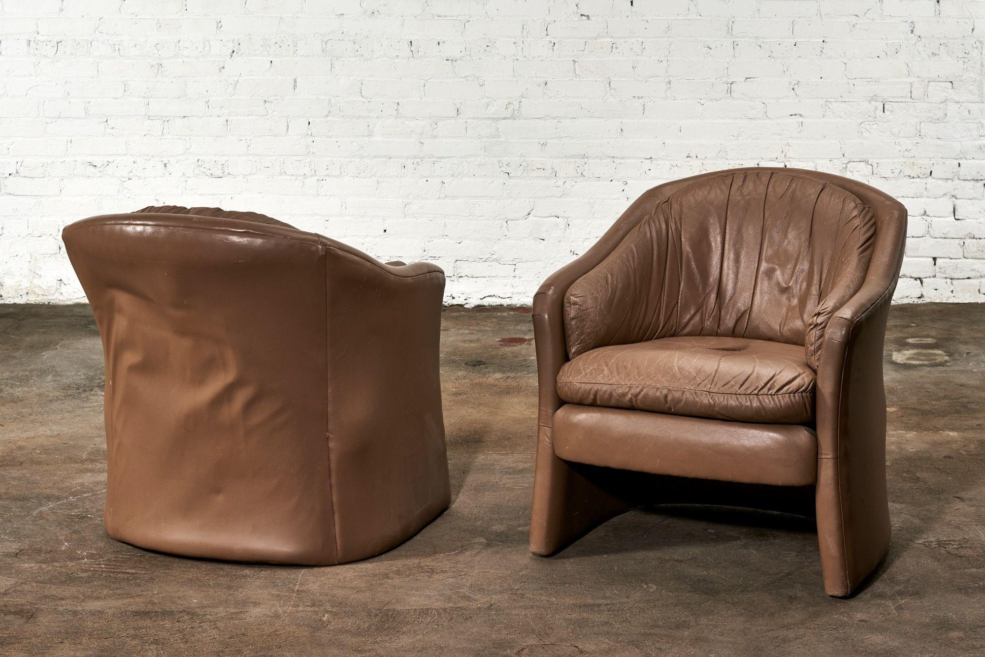 brown leather bucket chair