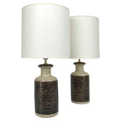 Pair Brown Mid-Century Modern Søholm ceramic table lamps stoneware Denmark 1960s