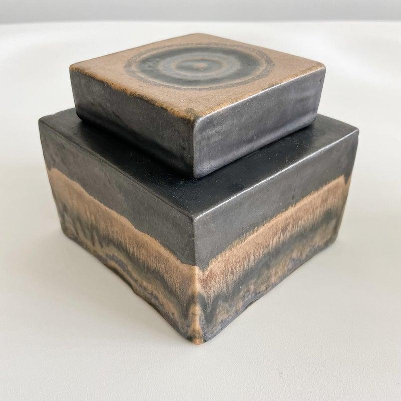 Hand-Crafted Pair Bruno Gambone Lidded Stoneware Pottery Boxes