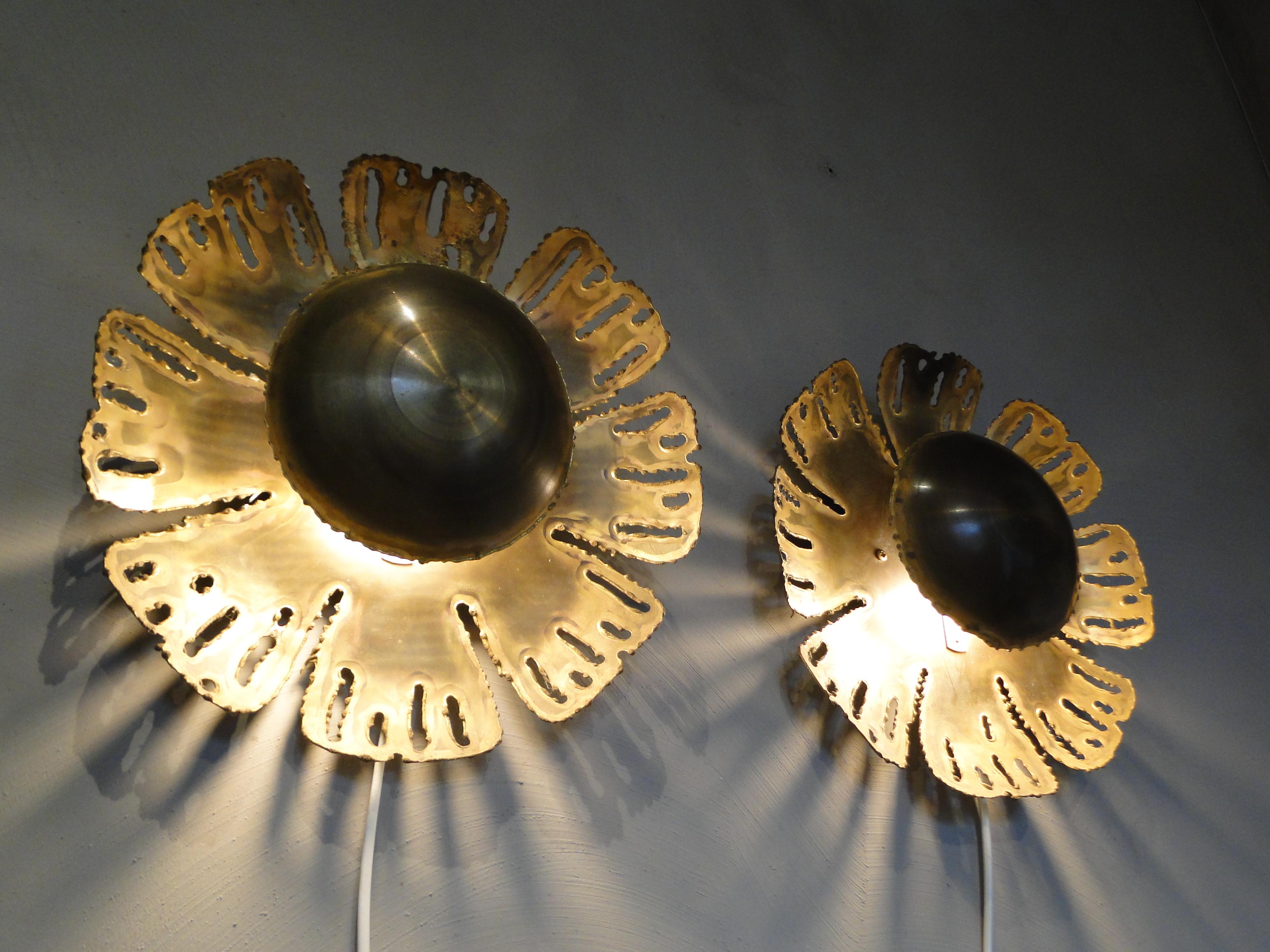 Mid-Century Modern Paire d'appliques en laiton brutalistes de Svend Aage Holm Sorensen 1960 Danemark en vente