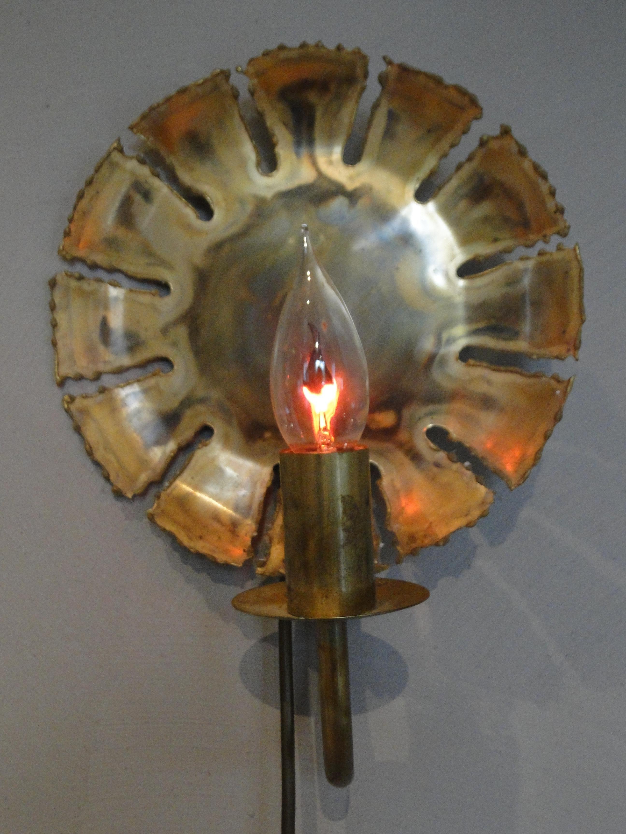 Paire d'appliques en laiton brutalistes de Svend Aage Holm Sorensen 1960 Danemark Bon état - En vente à Lège Cap Ferret, FR