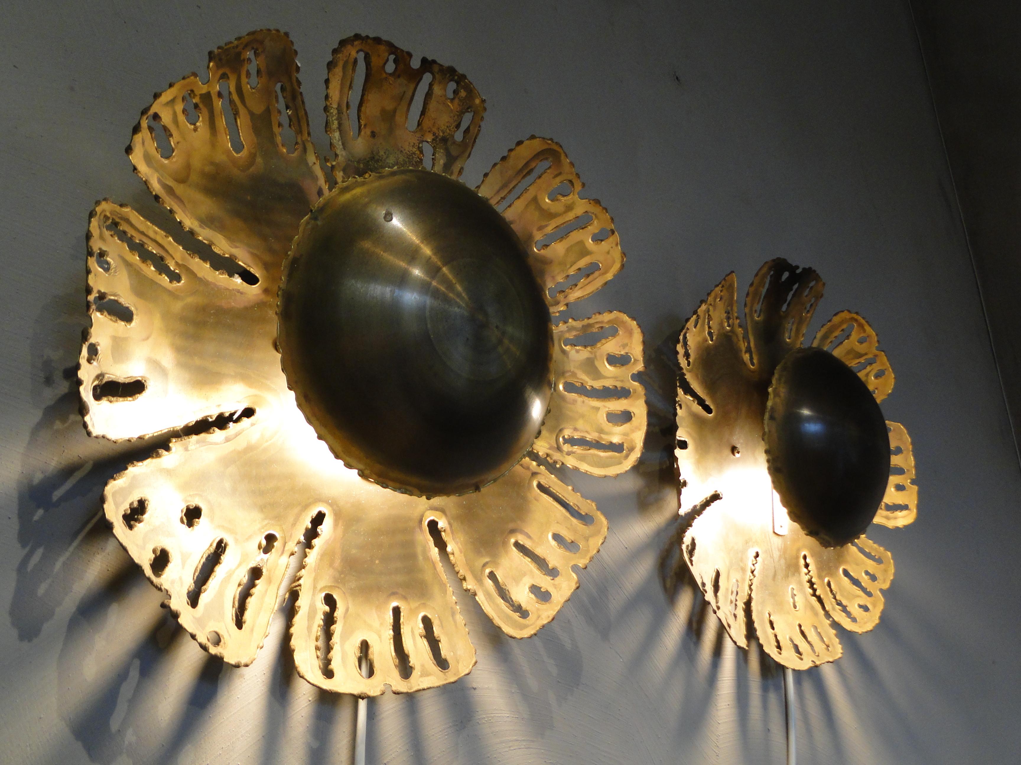 Paire d'appliques en laiton brutalistes de Svend Aage Holm Sorensen 1960 Danemark en vente 2
