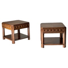 Vintage Pair Brutalist Design Side Tables, France, 1960s