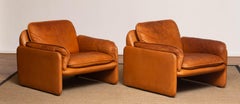 Paar Brutalist DS-61 Cognac mit großer Patina Leder Lounge Stuhl von 'De Sede'