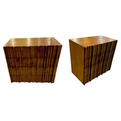 Pair Brutalist Four Drawer Commodes, Italy, 1960s