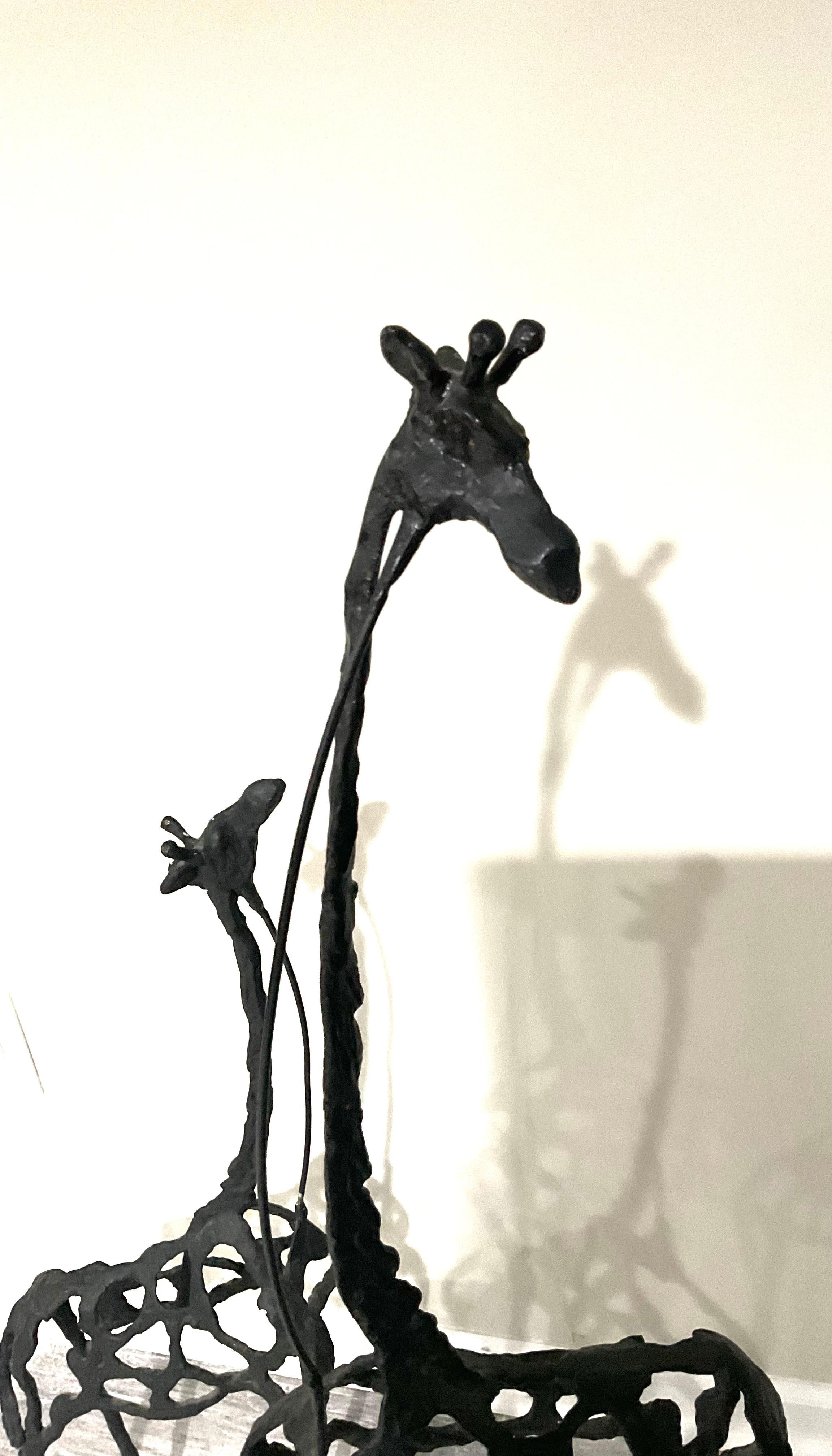 PAIR Brutalist Large Metal handmade Giraffe Sculptures Mid Century Modern  For Sale 3