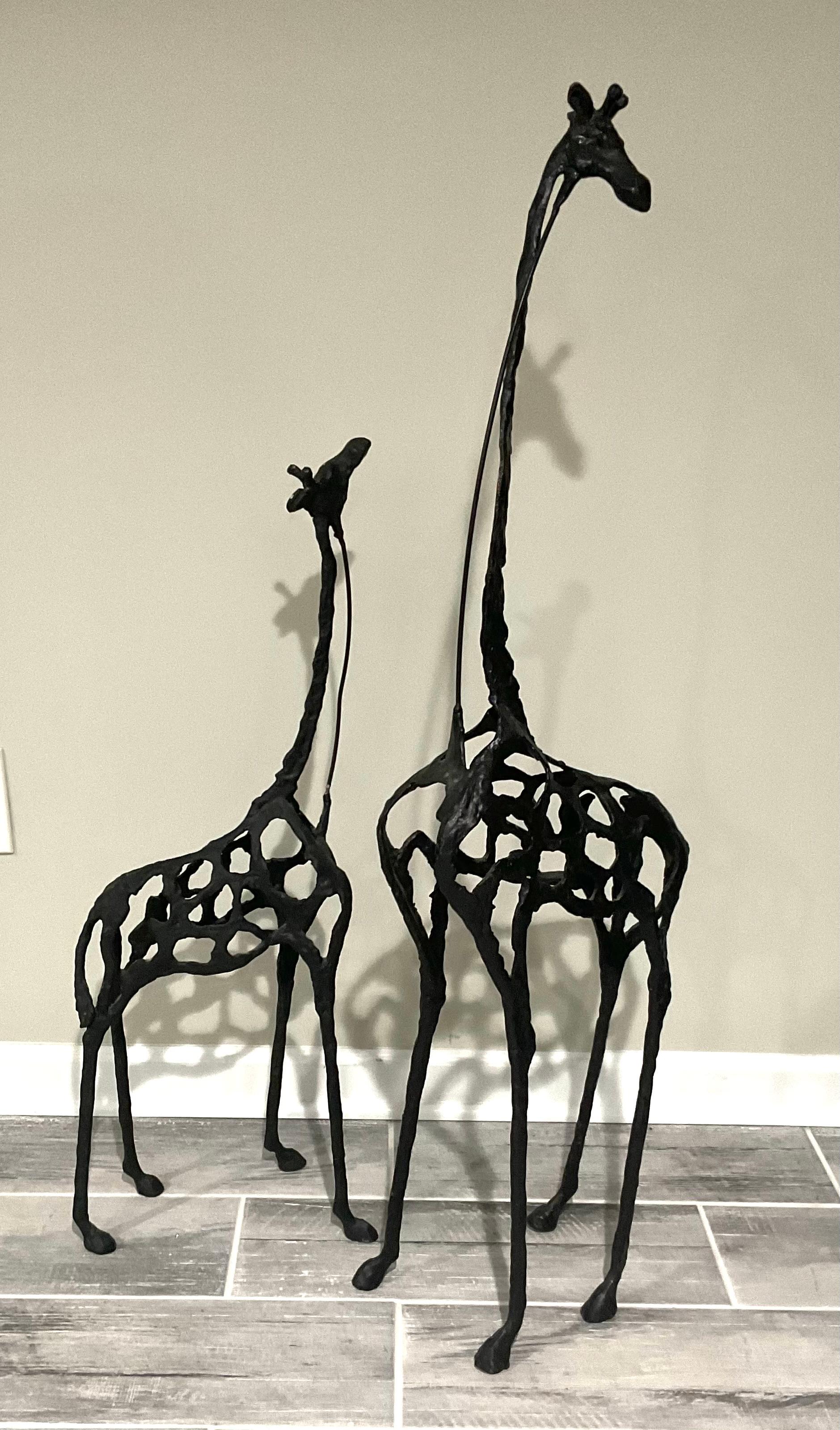 PAIR Brutalist Large Metal handmade Giraffe Sculptures Mid Century Modern  For Sale 4