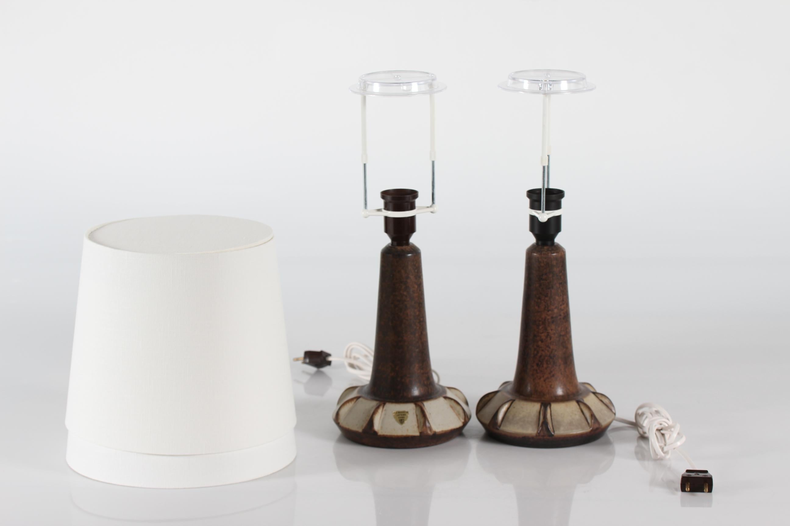 Pair Brutalist Marianne Starck + Michael Andersen Sculptural Table Lamps 1960s For Sale 2