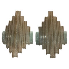 Pair Brutalist Murano Glass Sconces by Albano Poli for Poliarte. Italy, 1970's