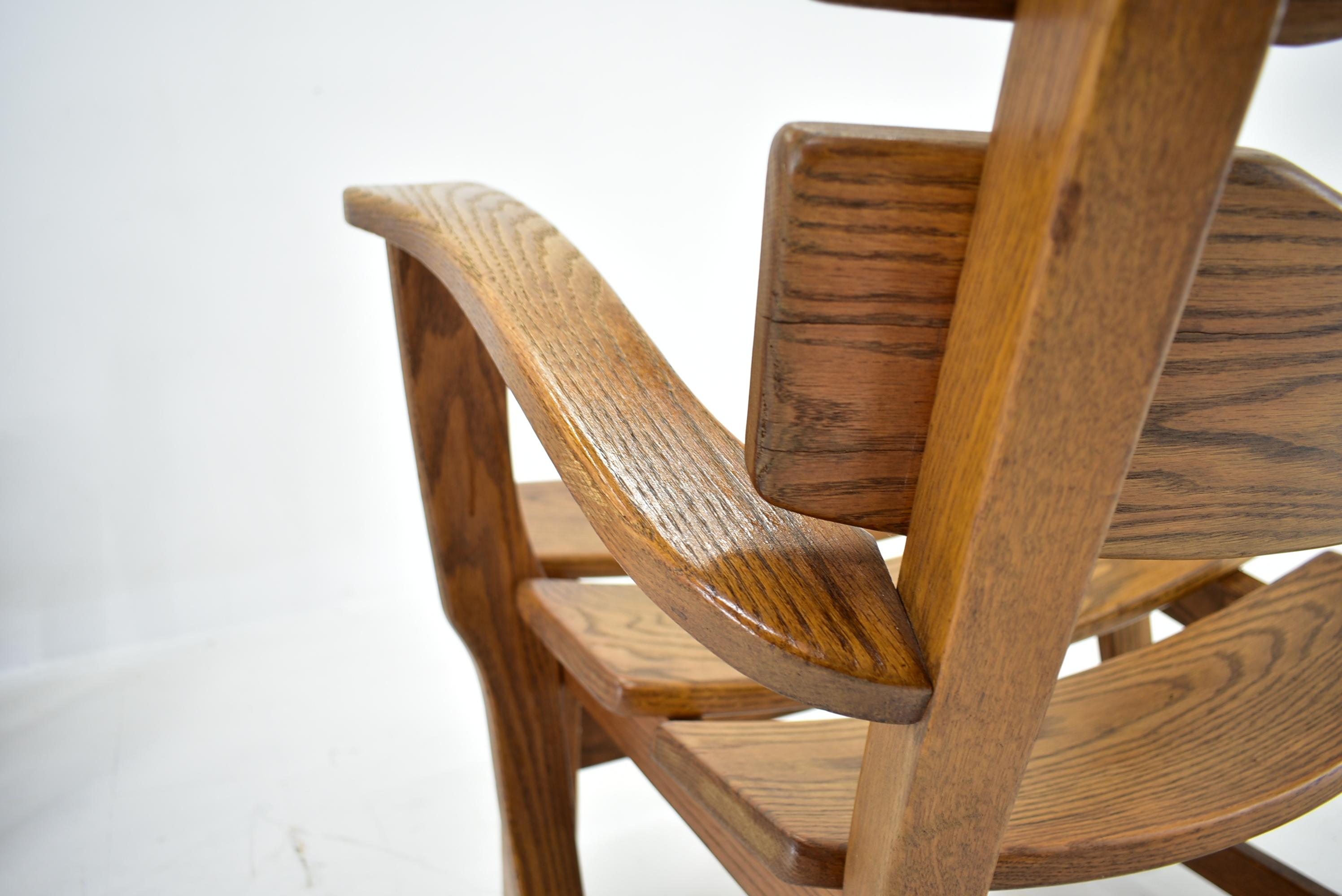 Pair Brutalist Solid Oak Lounge Chairs by Dittmann & Co., 1970s For Sale 2