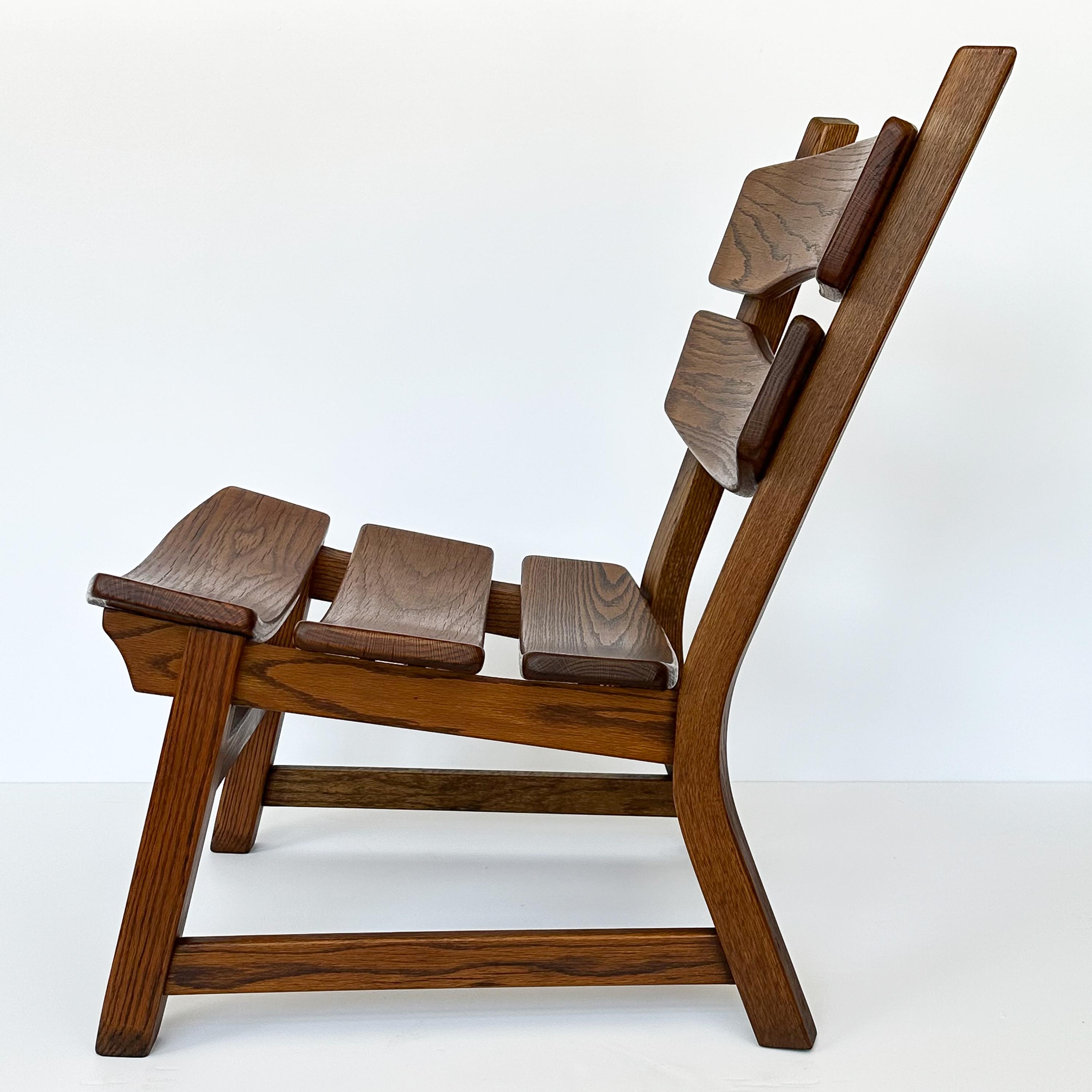 Pair Rustic Modernist Solid Oak Lounge Chairs by Dittmann & Co 3