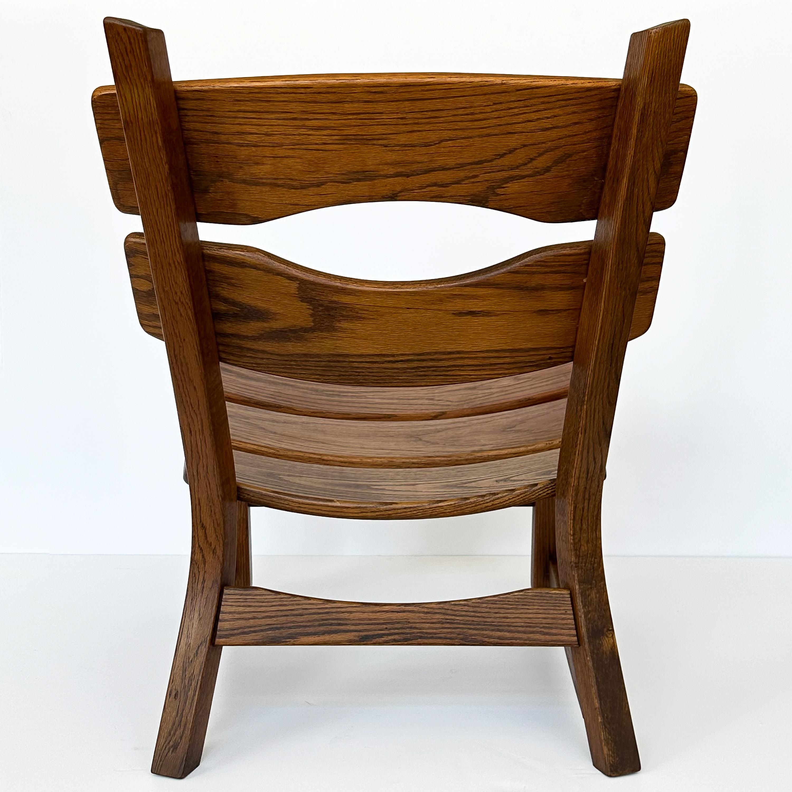 Pair Rustic Modernist Solid Oak Lounge Chairs by Dittmann & Co 5