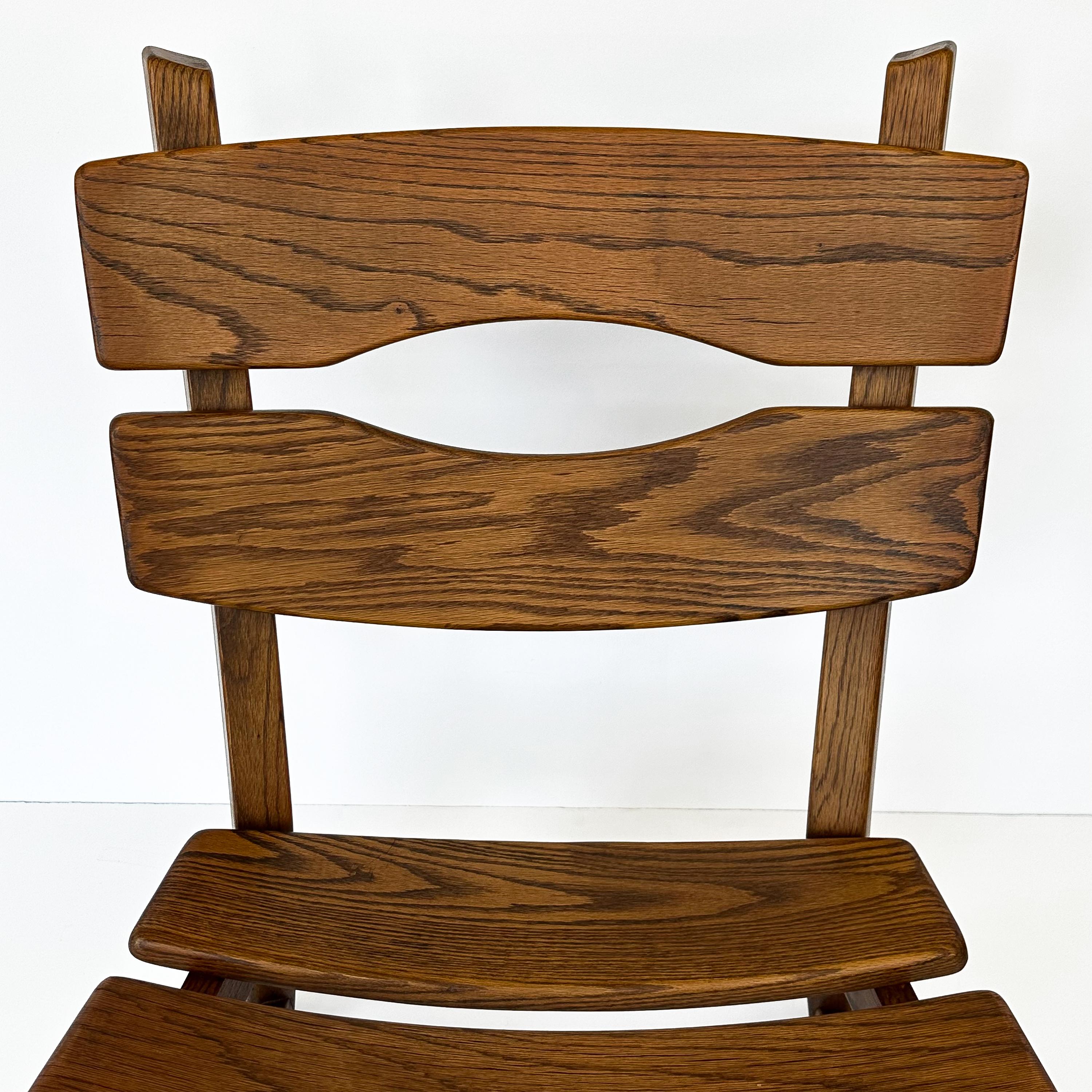 Pair Rustic Modernist Solid Oak Lounge Chairs by Dittmann & Co 6