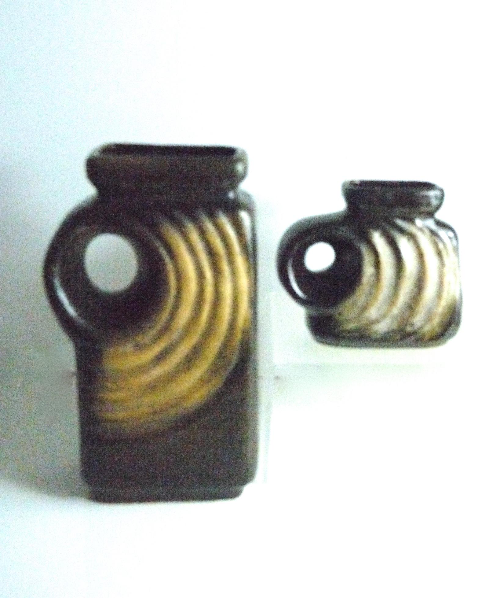 Brutalist Space Age Ceramic Chimney Vases Walter Becht Late 1960s Germany, Pair For Sale 7