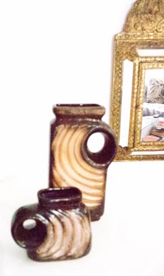 Brutalist Space Age Ceramic Chimney Vases Walter Becht Late 1960s Germany, Pair