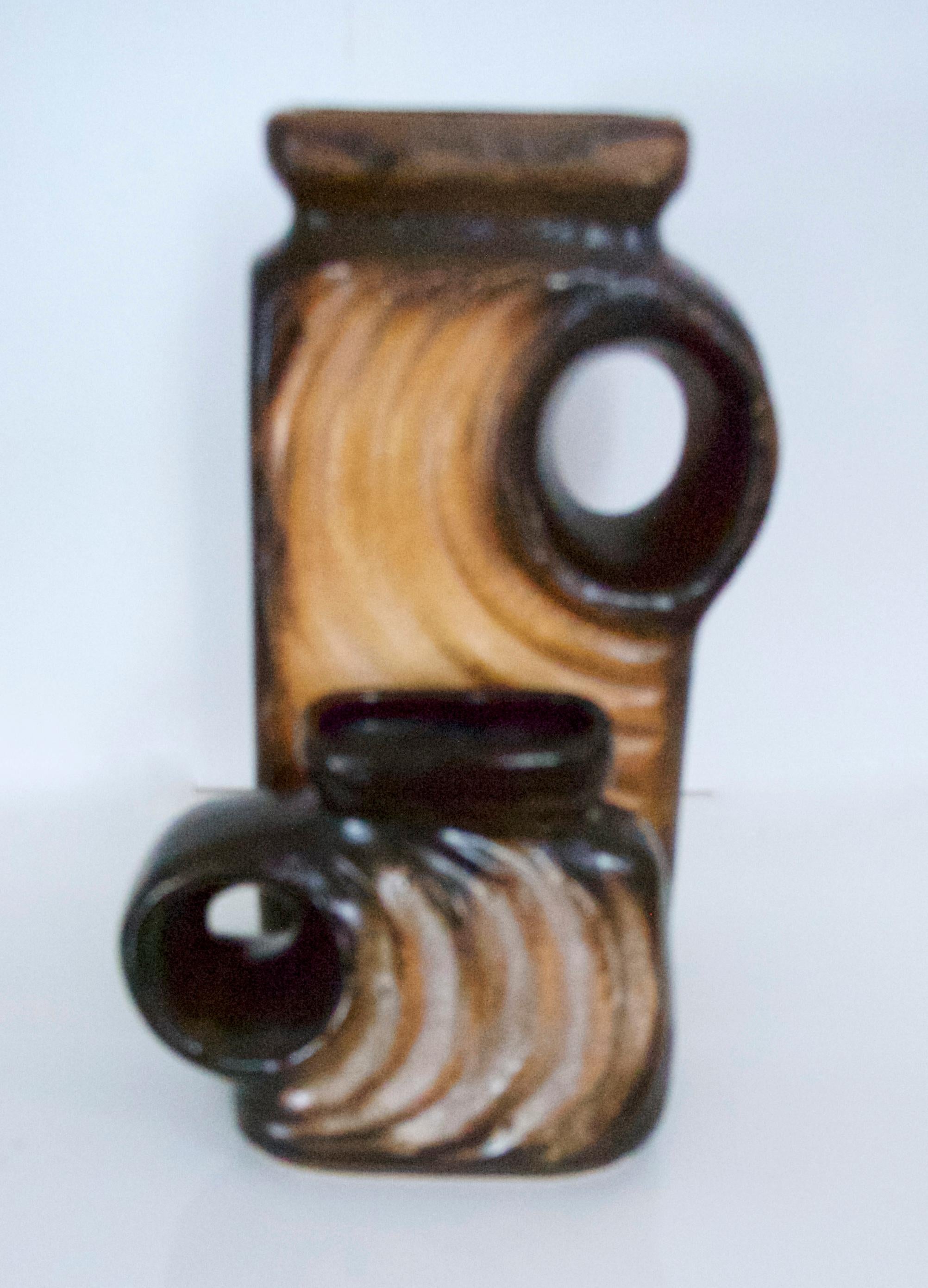 Italian Brutalist Space Age Ceramic Chimney Vases Walter Becht Late 1960s Germany, Pair For Sale
