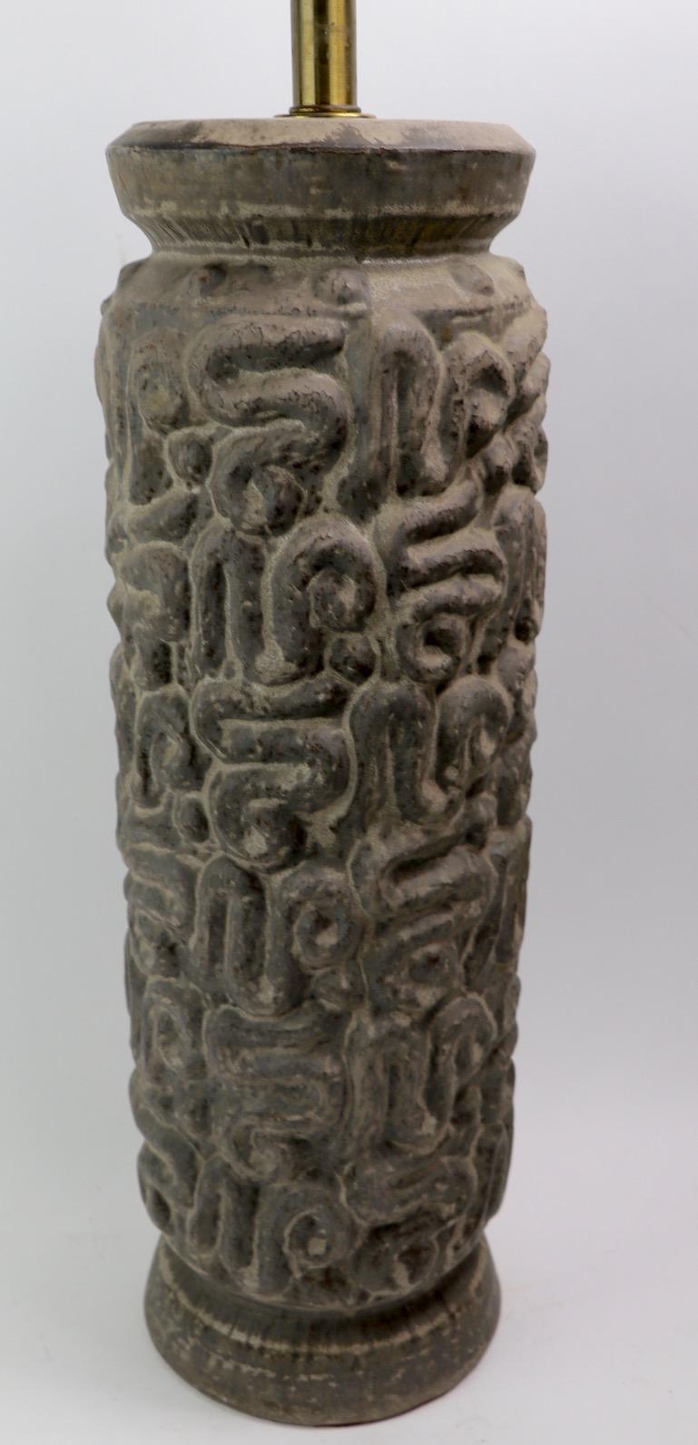 Ceramic Pair Brutalist Stoneware Table Lamps