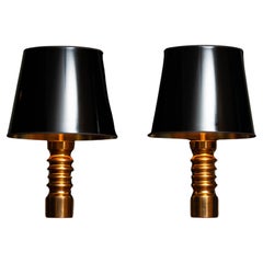 Pair Brutalist Style Table Lamps by Dümler and Breiden Gold Ceramic Germany 1970
