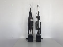 Pair Brutalist Table Lamps by Harry Balmer for Laurel, 1963 Mid Century