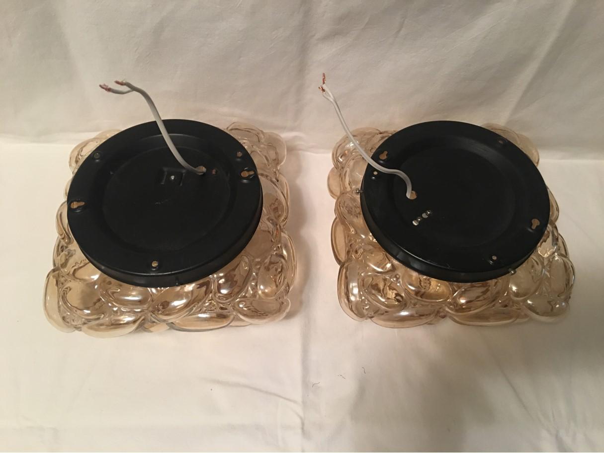 Pair Bubble Amber Glass Flush Mount or Sconces For Sale 5
