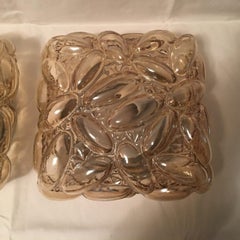 Pair Bubble Amber Glass Flush Mount or Sconces