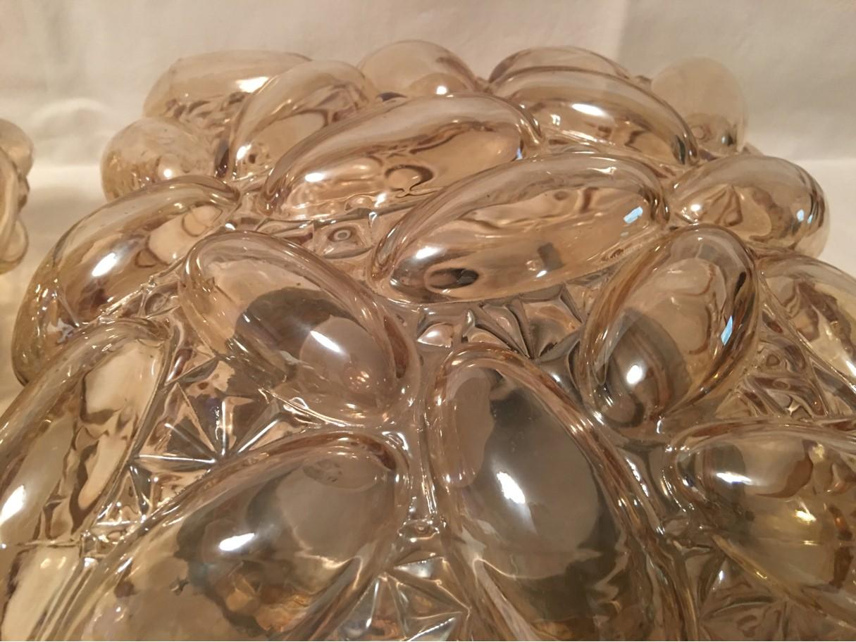 Pair Bubble Amber Glass Flush Mount or Sconces For Sale 2