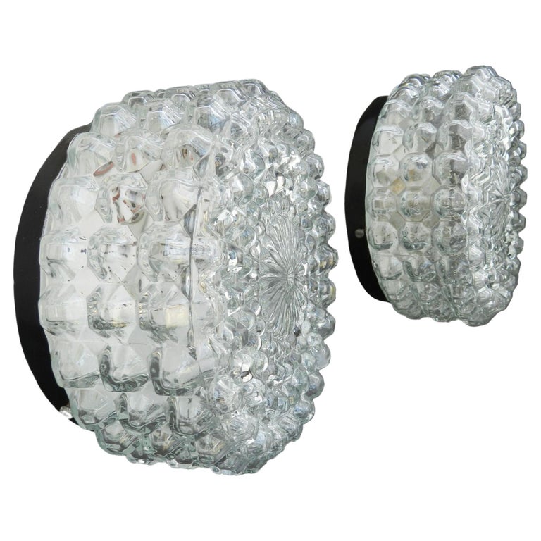 Pair Bubble Glass Flush Mounts Sconces Wall Lights Helena Tynell style  c1970 For Sale at 1stDibs