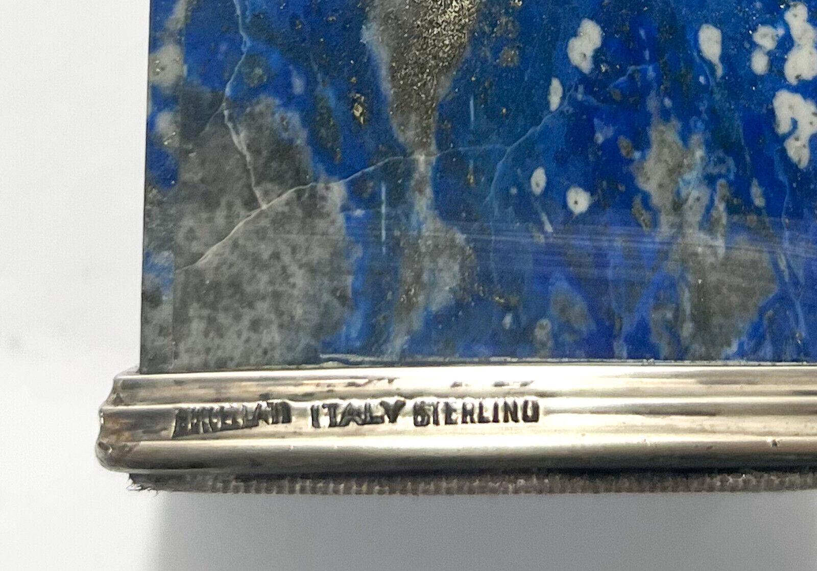 Pair Buccellati Italian Sterling Silver Lapis Lazuli Veneered Candlesticks c1950 For Sale 6