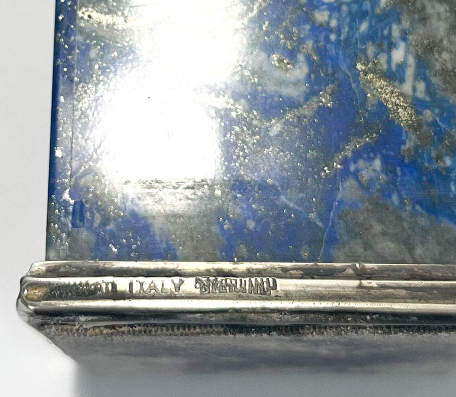 Pair Buccellati Italian Sterling Silver Lapis Lazuli Veneered Candlesticks c1950 For Sale 5