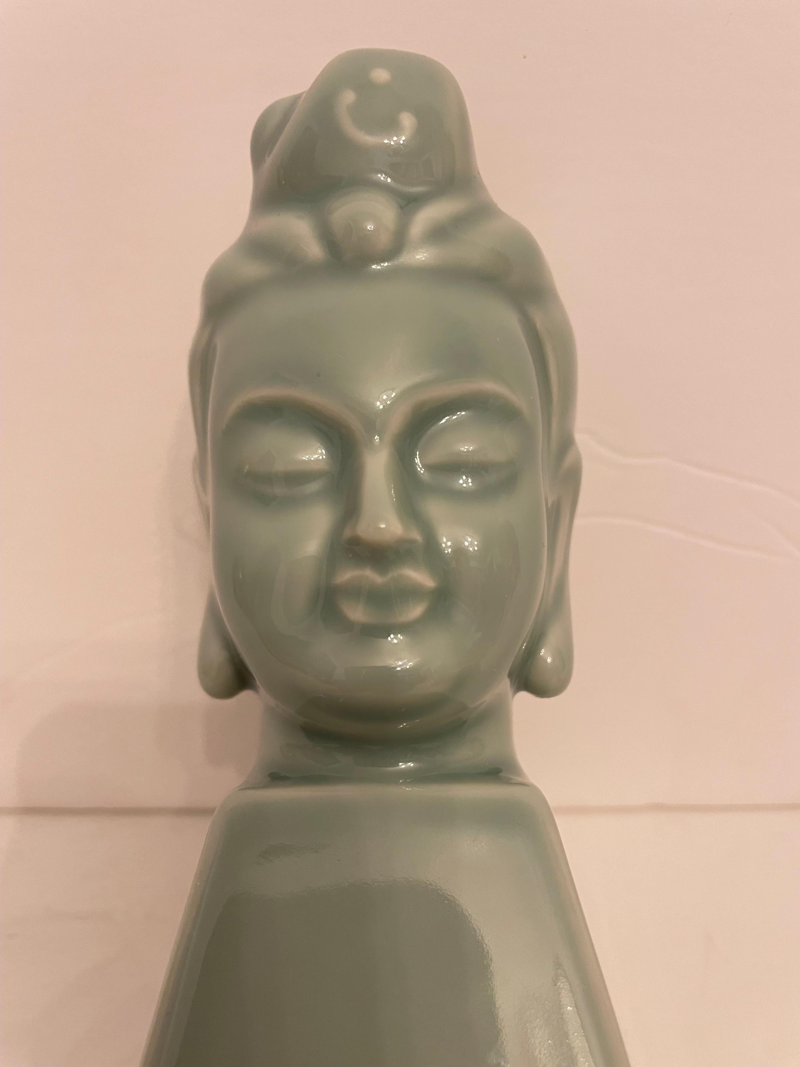 Pair Buddha Sculptures Or Bookends In Good Condition For Sale In New York, NY