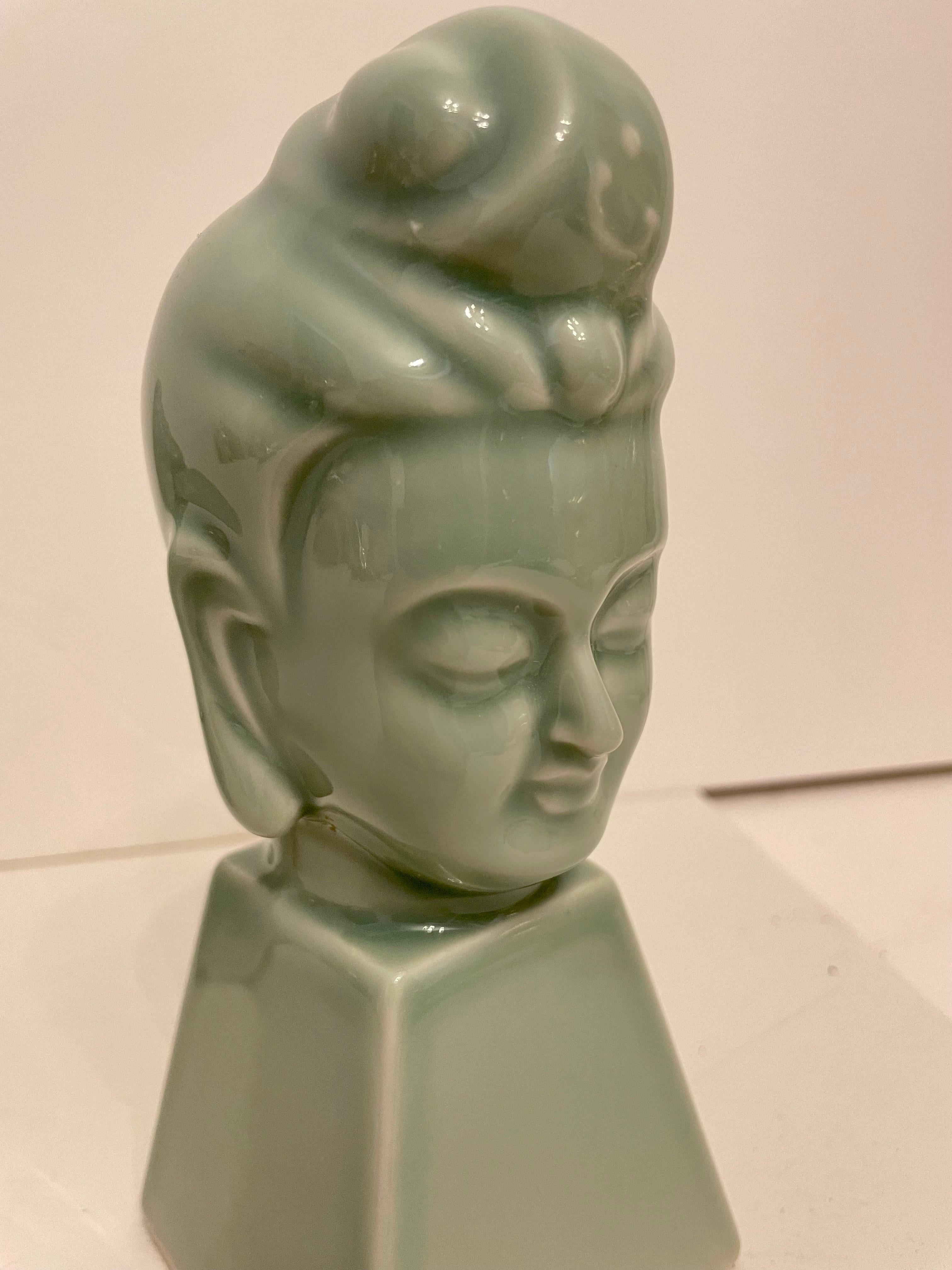 20th Century Pair Buddha Sculptures Or Bookends For Sale