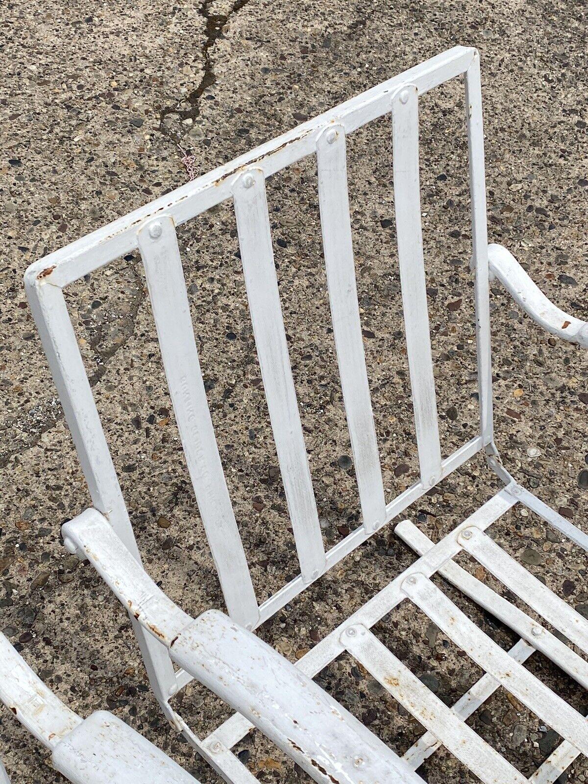 Pair Bunting Glider Co Art Deco White Iron Outdoor Patio Springer Lounge Chair 3