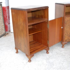 Pair Burl European Walnut Burl Nightstands