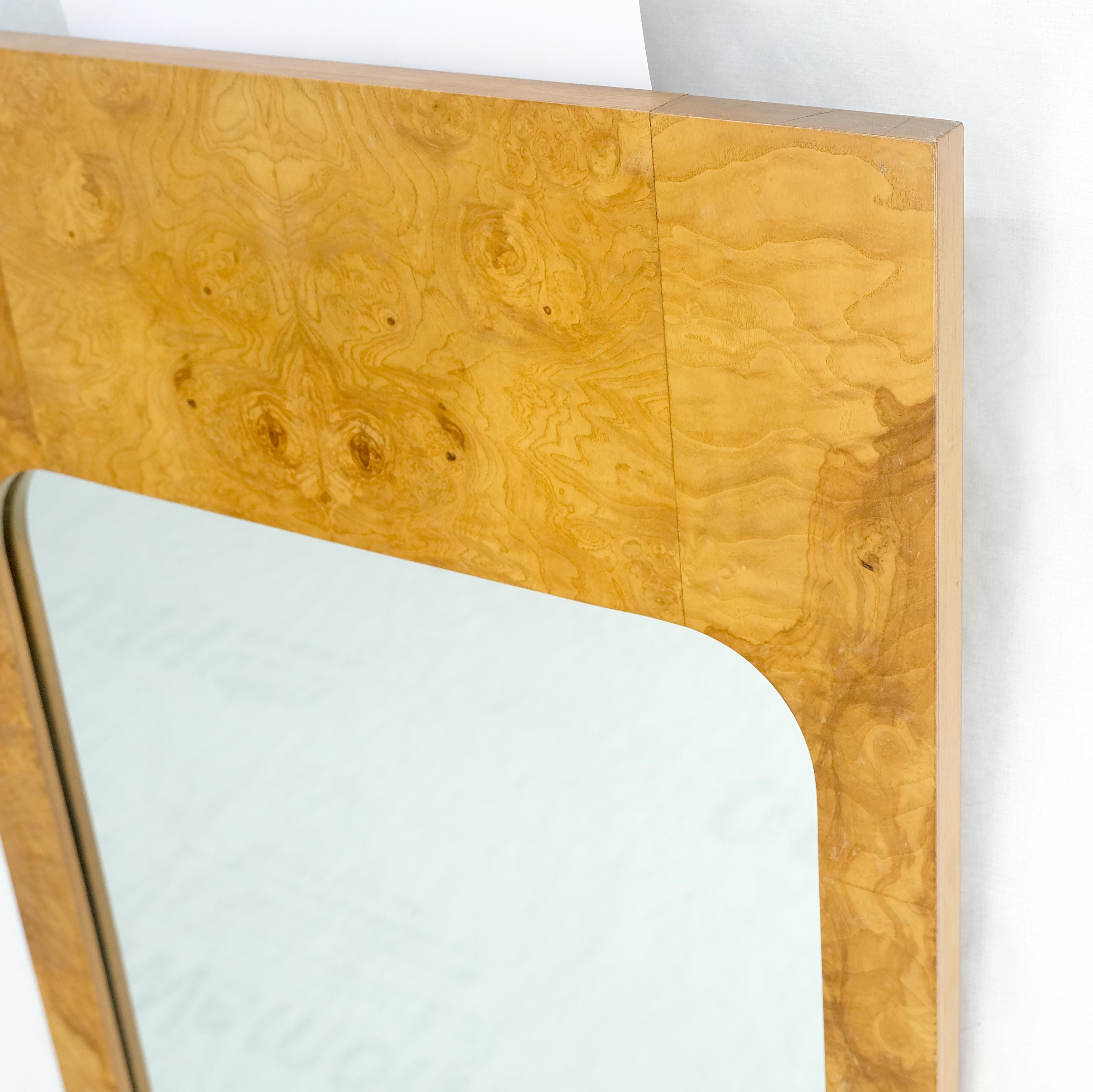 Lacquered Pair Burl Walnut Mid Century Modern Milo Baughman Rectangle Wall Mirrors MINT! For Sale