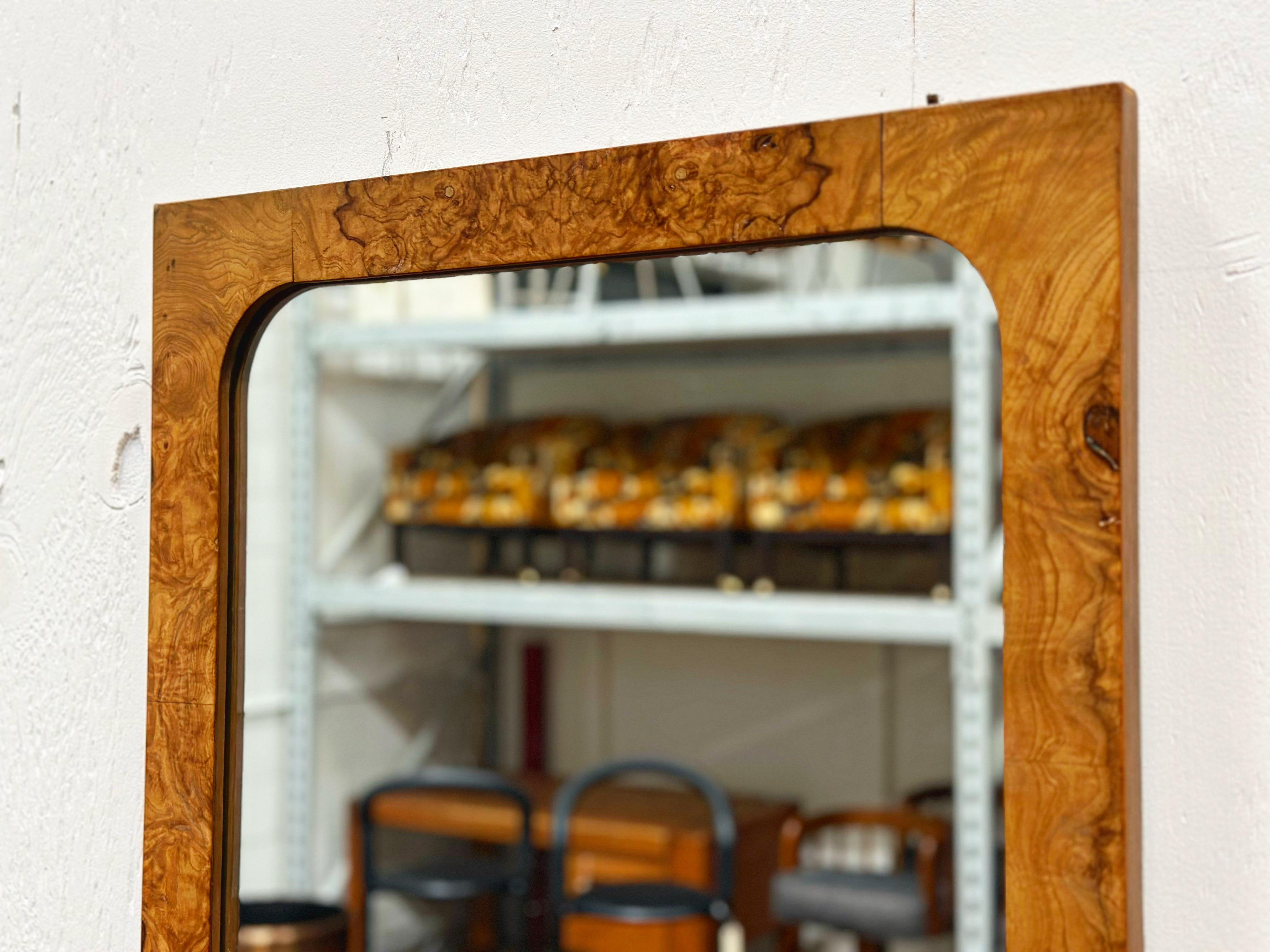 American Pair Burl Wood Mirrors - Roland Carter for Lane - Midcentury After Milo Baughman