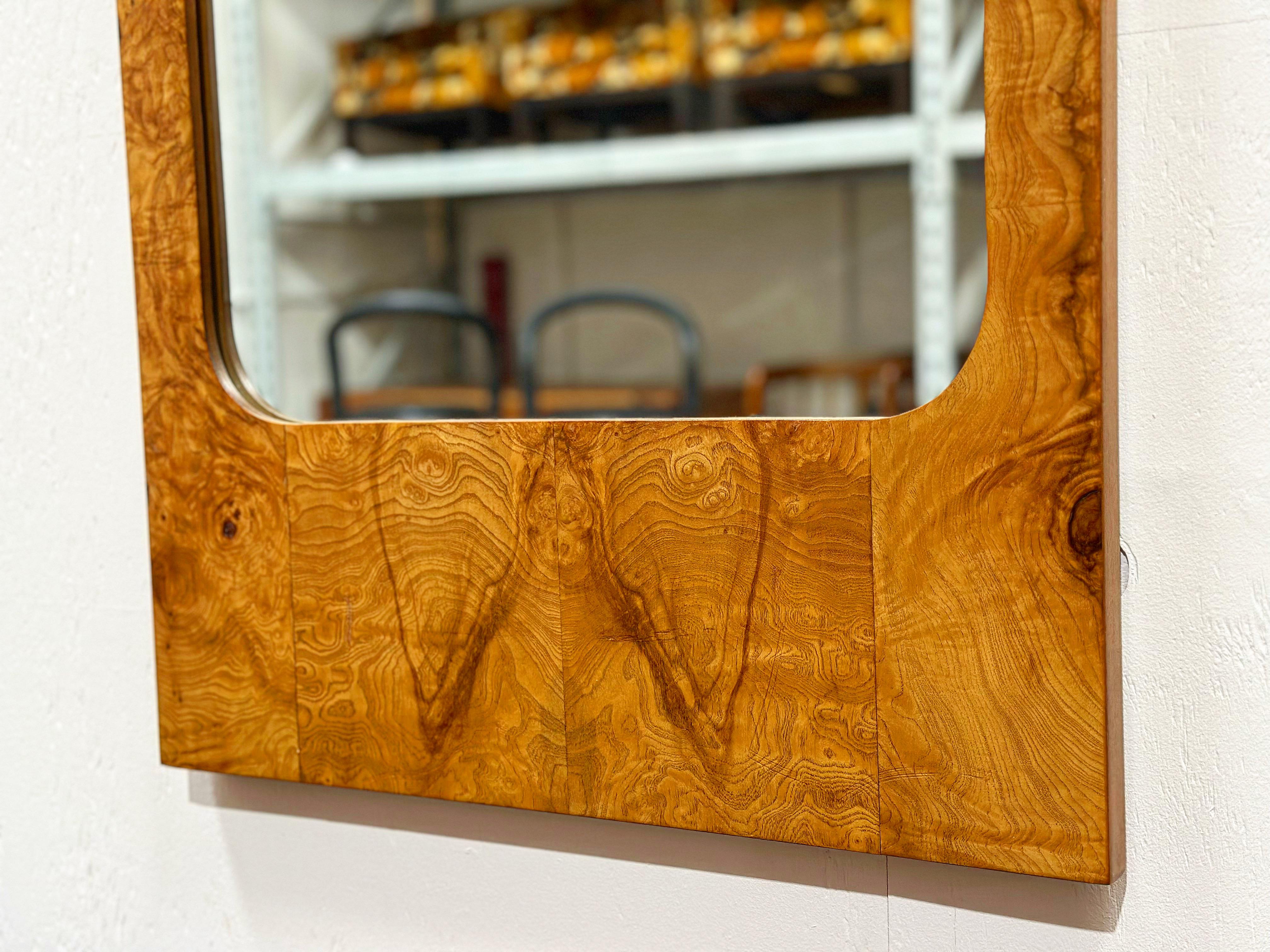 Late 20th Century Pair Burl Wood Mirrors - Roland Carter for Lane - Midcentury After Milo Baughman
