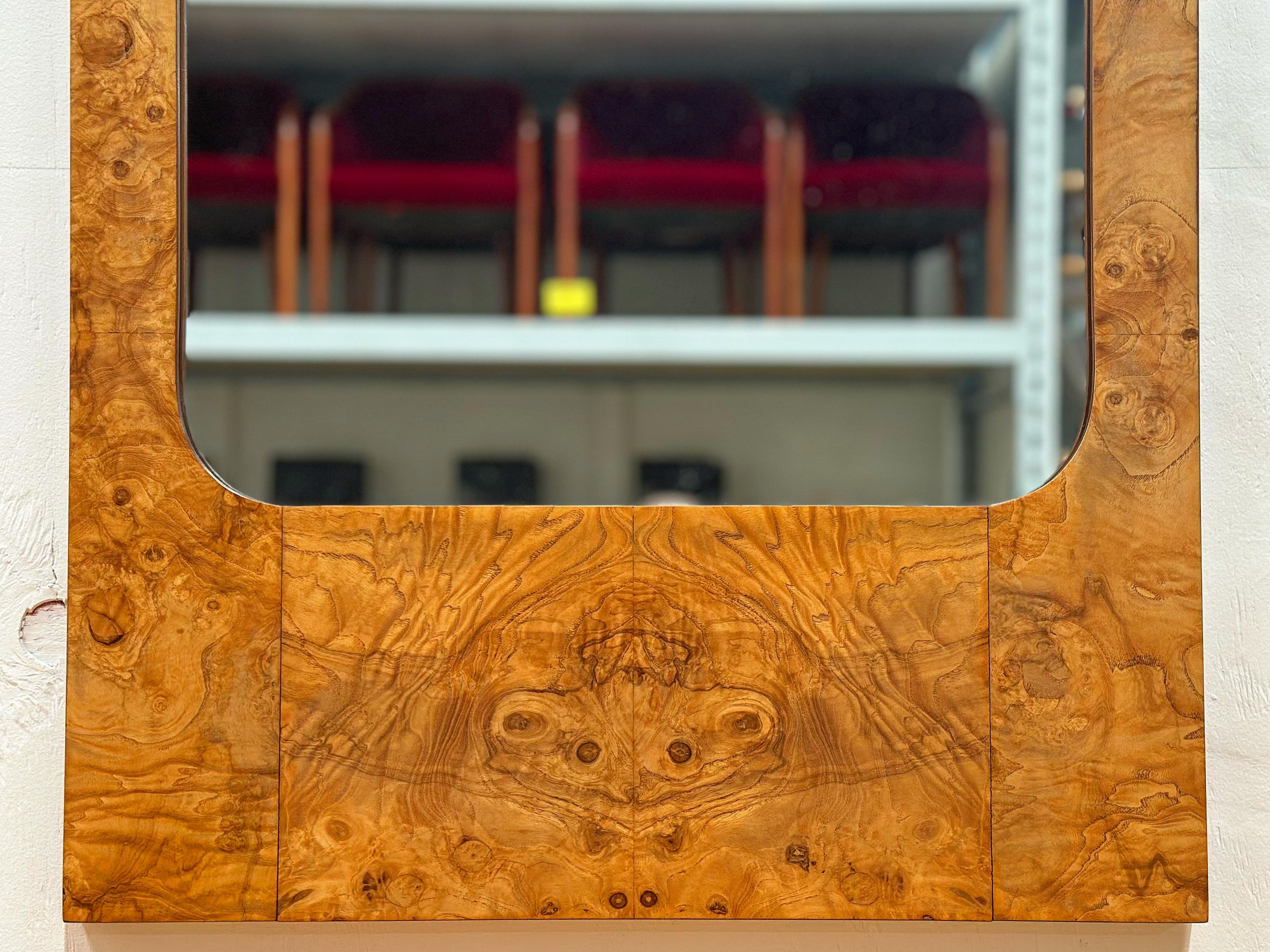 Late 20th Century Pair Burl Wood Mirrors - Roland Carter for Lane - Midcentury After Milo Baughman