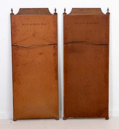 Pair Burled Walnut Mirrors With Brass Finials