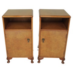 Pair Burr Walnut Bedside Cupboards circa 1930s