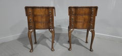 Pair Burr Walnut Bedside Lamp Chests of Drawers