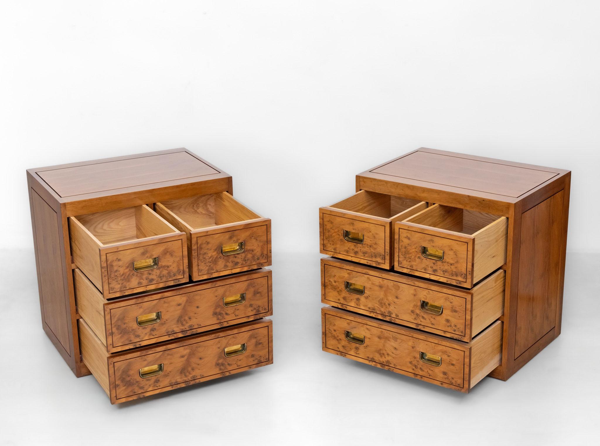 Pair Burr Yew Bedside Chests Designed By Ray Leigh For Gordon Russell 1988 im Angebot 4