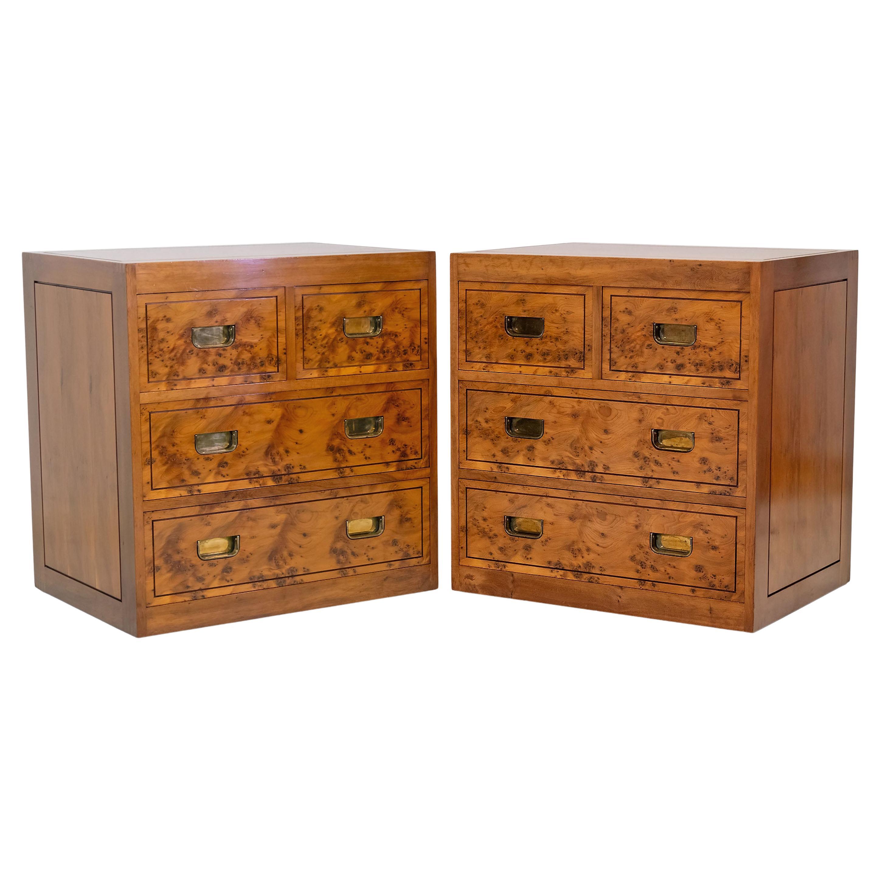Pair Burr Yew Bedside Chests Designed By Ray Leigh For Gordon Russell 1988 im Angebot