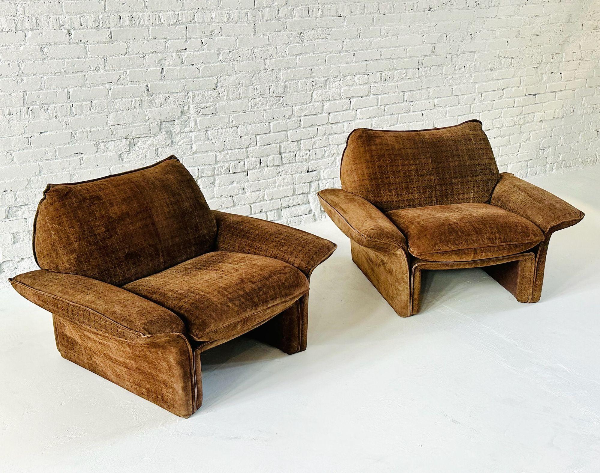 Mid-Century Modern Paire de chaises longues en daim Busnelli 