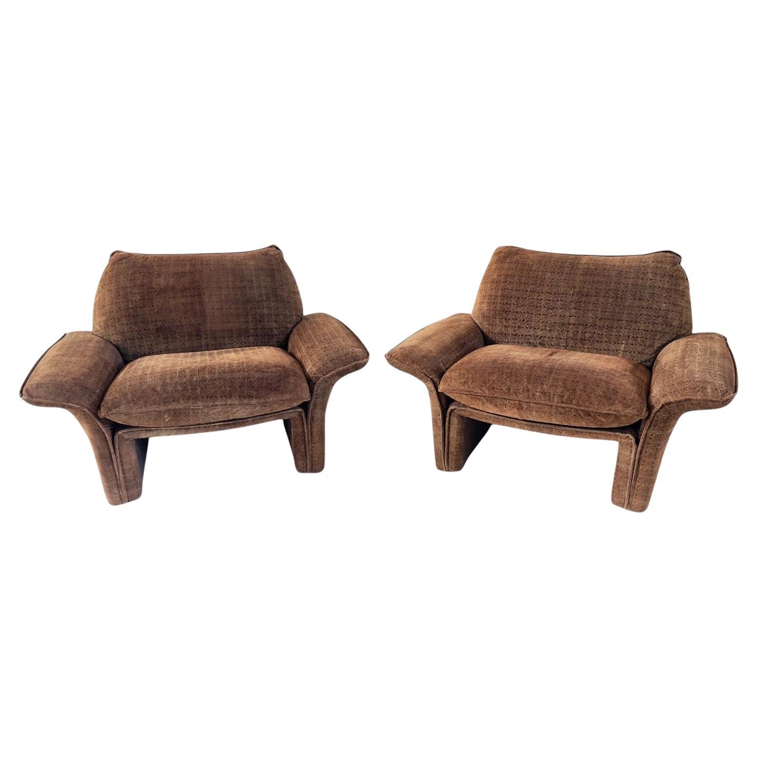 Paire de chaises longues en daim Busnelli "Misinto", Italie 1970 en vente
