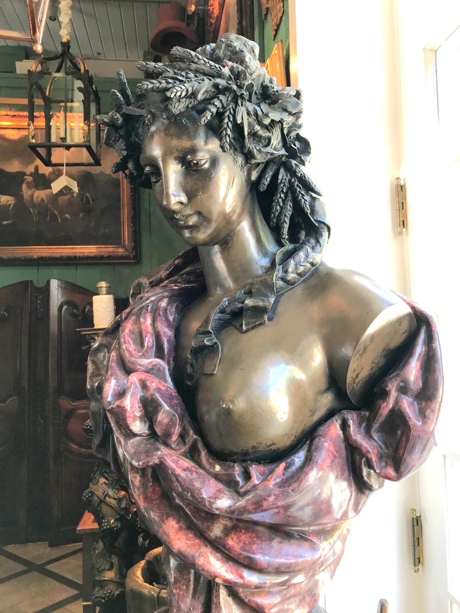 Pair Bust Depicting Summer & Spring Sculptures Statues on Pedestals LA Antiques For Sale 6