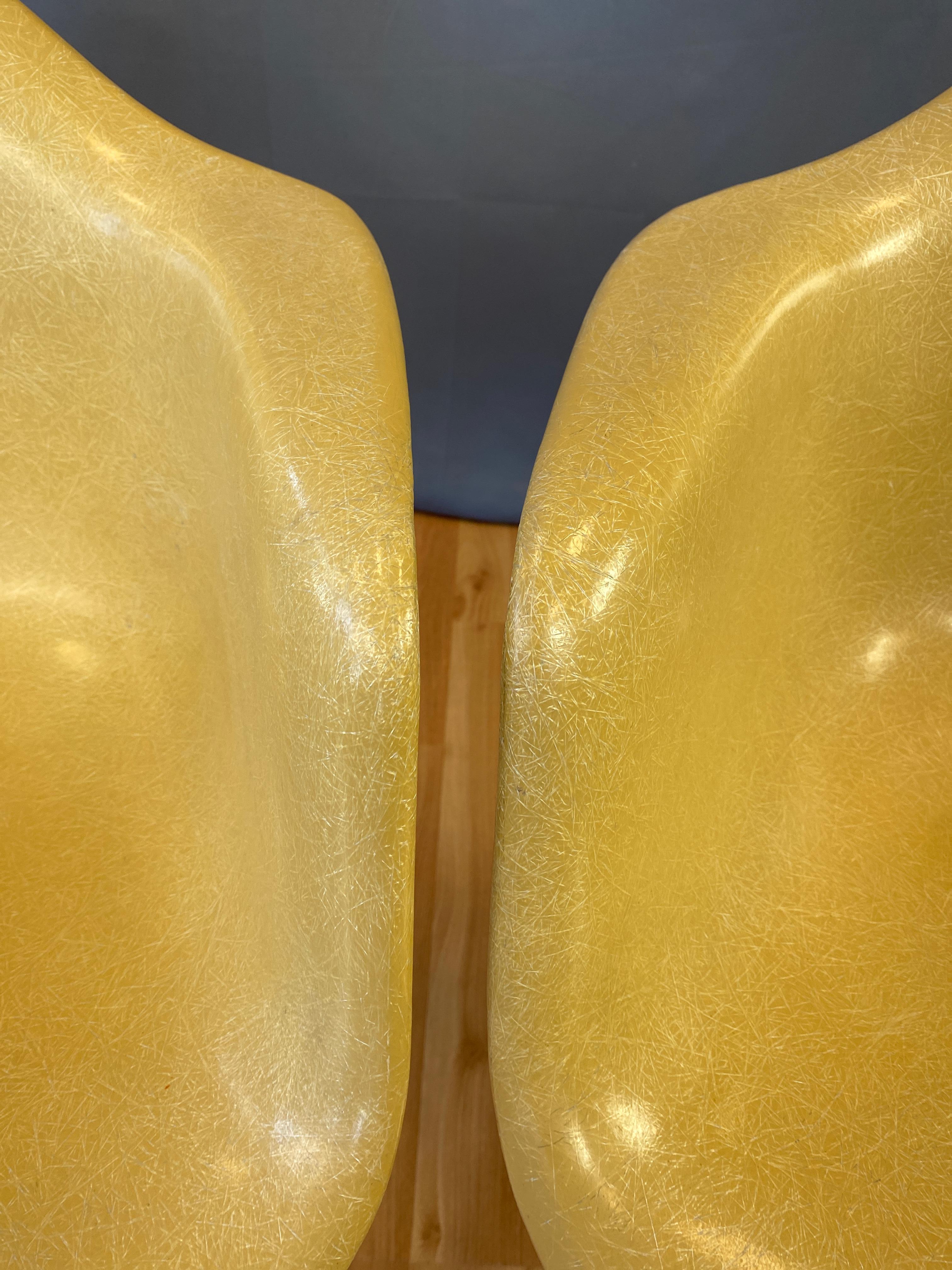 Pair of circa 1960s Charles Eames Fiberglass Shell Armchair for Herman Miller 3