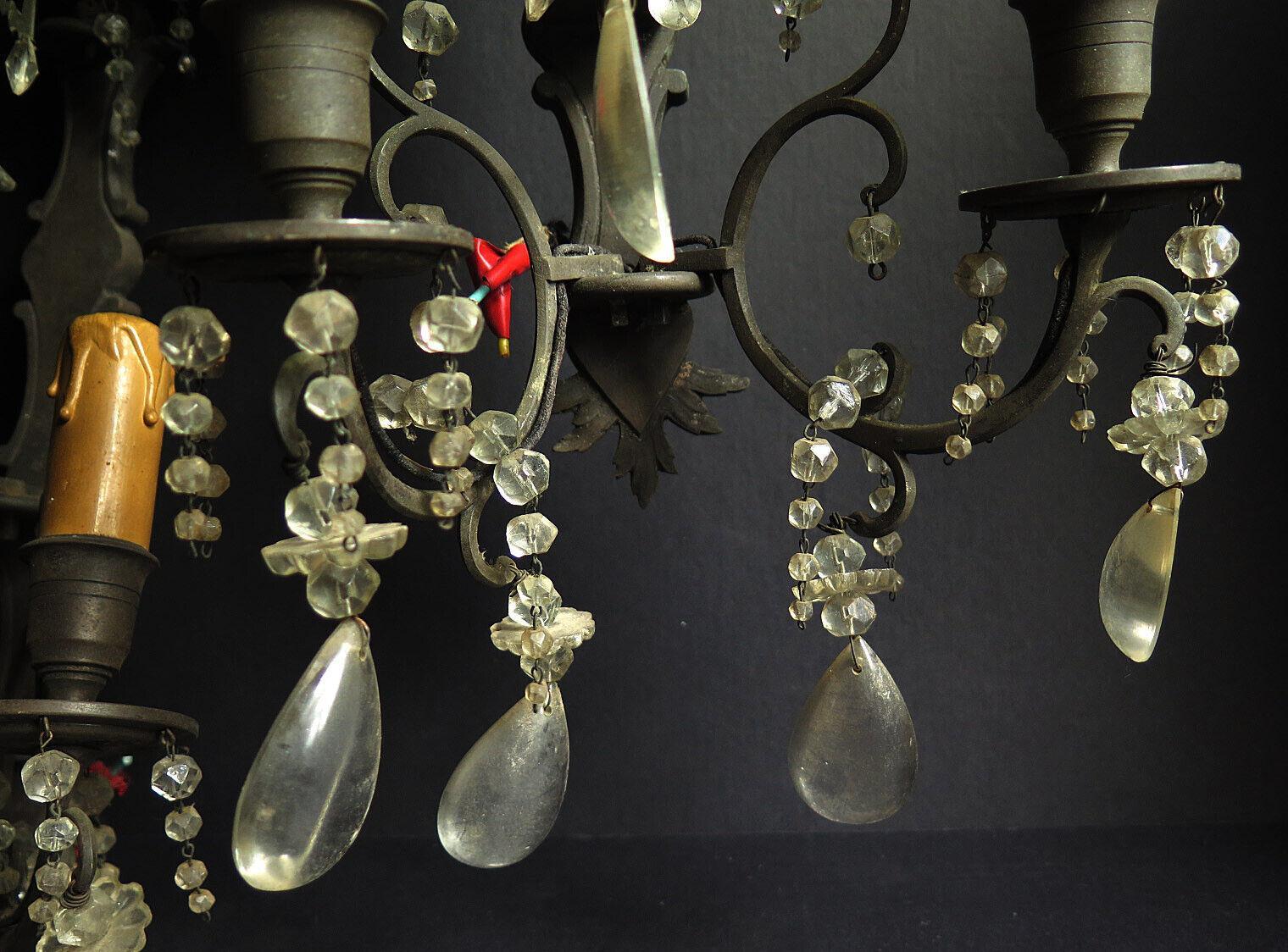 Pair c1790 Russian Imperial Silverplate Silver Plated w/ Crystal Wall Sconces For Sale 1