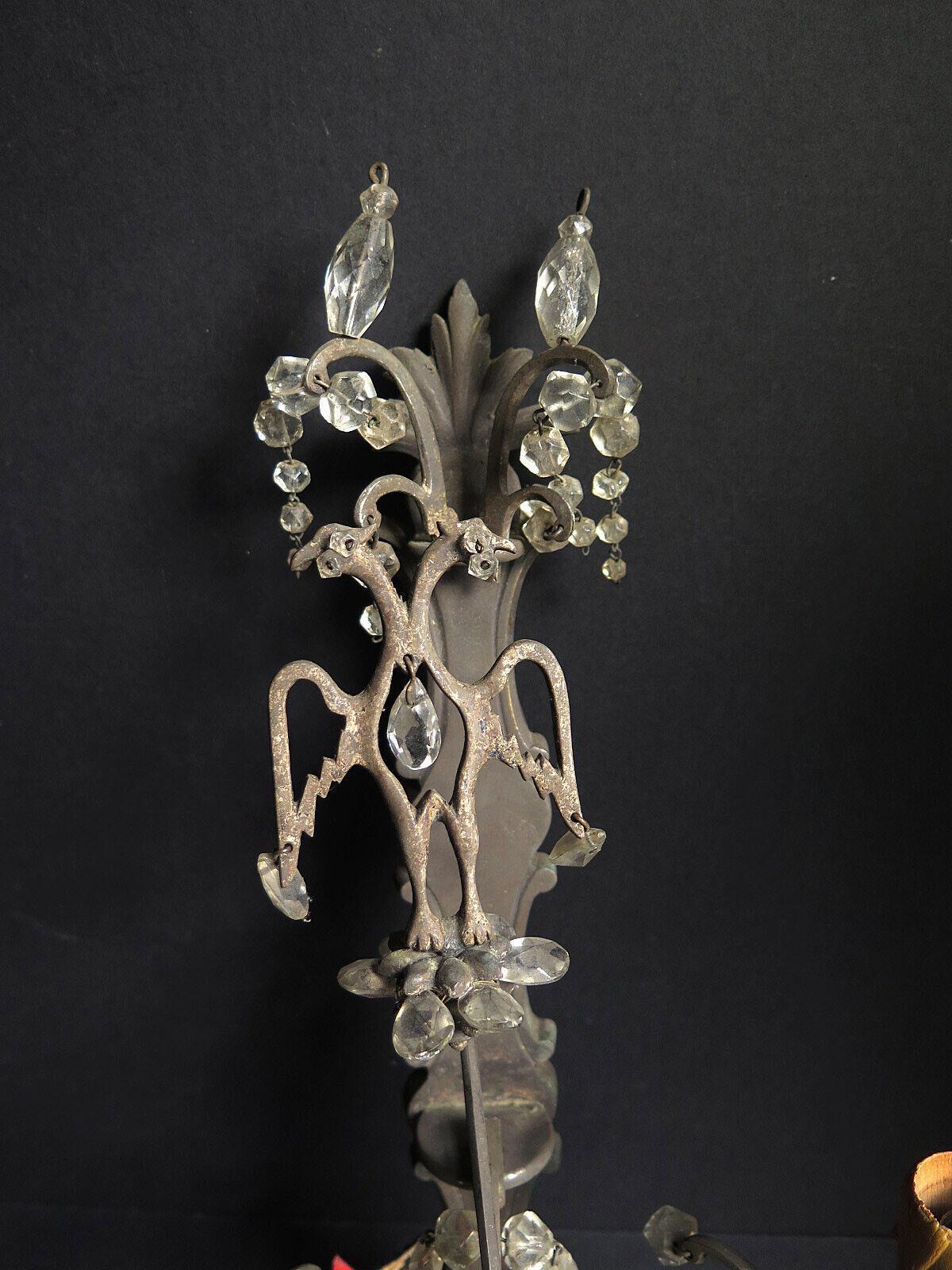 Pair c1790 Russian Imperial Silverplate Silver Plated w/ Crystal Wall Sconces For Sale 2