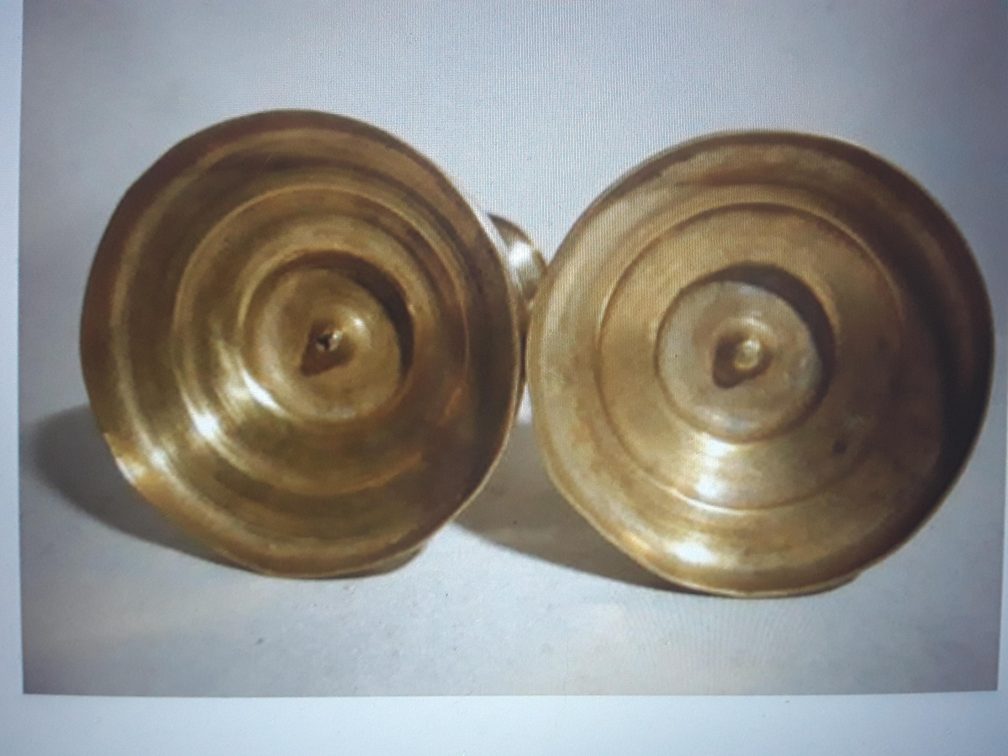 Pair c1810 French Empire Gilt Bronze Detailed Ovoid Form Candle Holders For Sale 6
